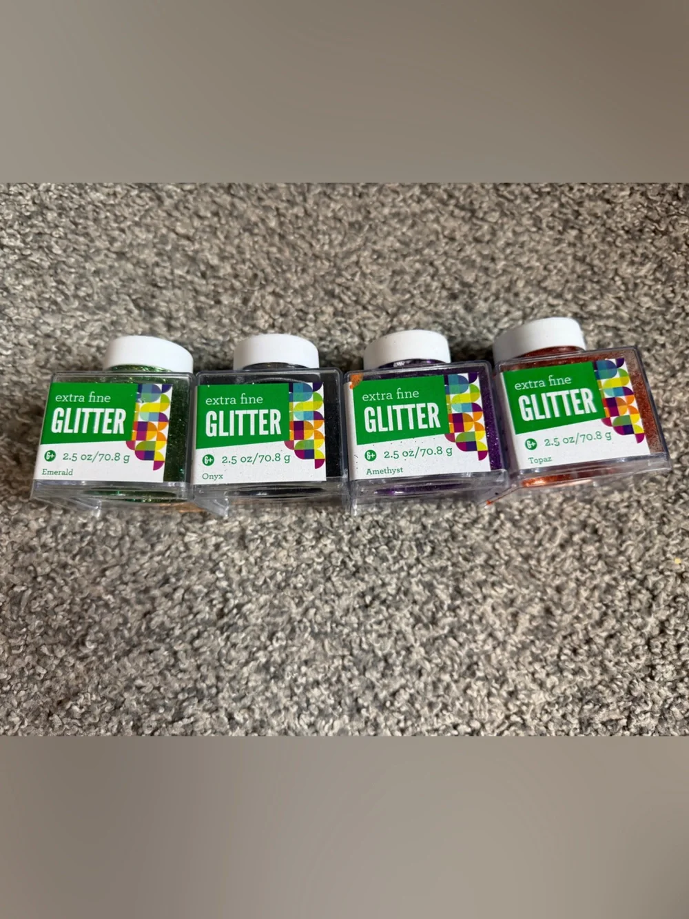 Extra Fine Glitter Assorted Colors - Emerald, Onyx, Amethyst, Topaz